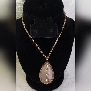 CATO Pink and Gold With Rhinestone Drop Necklace